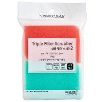 Скруббер-мочалка для мытья посуды набор (11,5 х 7,5 х 2,5) Sungbo Cleamy TRIPLE FILTER SCRUBBER 2шт