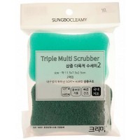 Скруббер-мочалка для мытья посуды набор (11,5 х 7,5 х 2,5) Sungbo Cleamy TRIPLE MULTI SCRUBBER 2шт