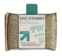 Скруббер для мытья посуды (13 х 9 х 1,5) Sungbo Cleamy SAVE SCRUBBER 4PC 4шт