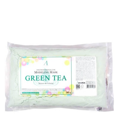 Маска альгинатная с экстрактом зеленого чая успокаивающая Anskin Original Green Tea Modeling Refill 240гр