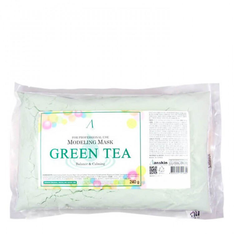 Маска альгинатная с экстрактом зеленого чая успокаивающая Anskin Original Green Tea Modeling Refill 240гр купить