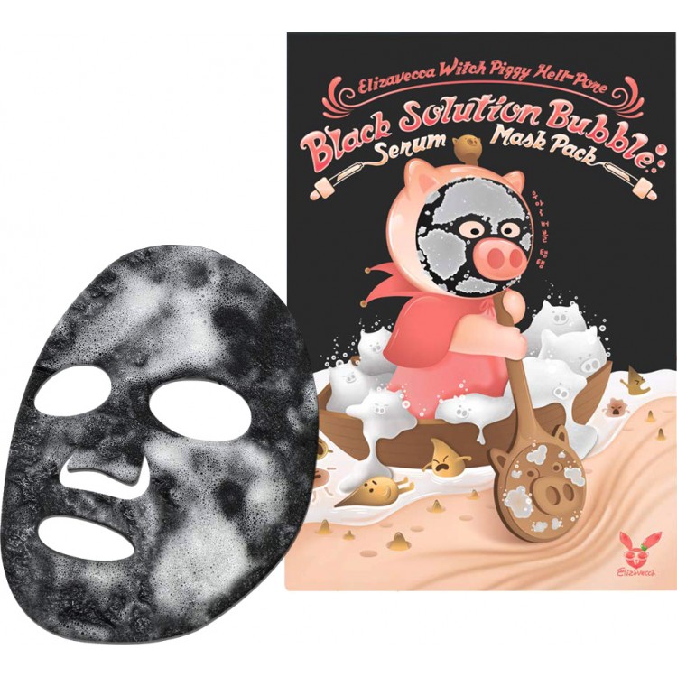 Маска для лица кислородная Elizavecca Witch Piggy Hell Pore black solution bubble serum mask pack 28гр купить