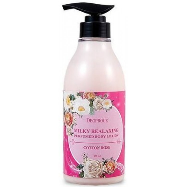 Лосьон DEOPROCE MILKY RELAXING BODY LOTION COTTON ROSE 500мл 8809567923072