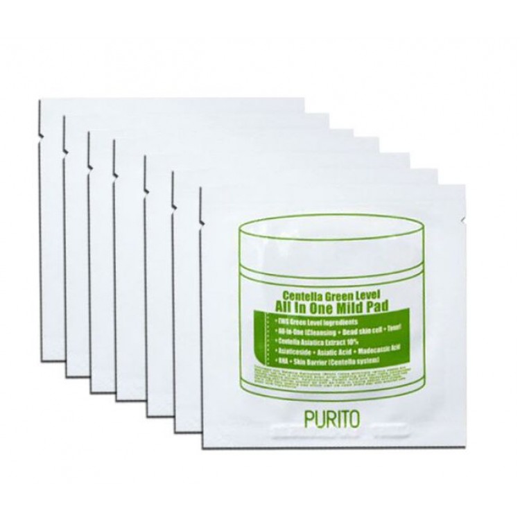 Пэды с центеллой PURITO Centella Green Level All In One Mild Pad 10EA (travel size) 10шт 8809563100248