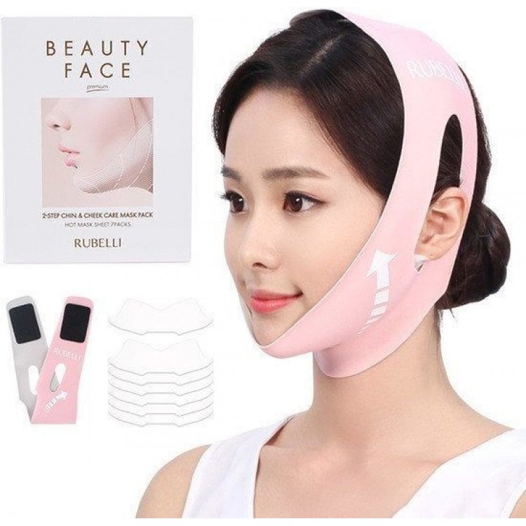 Набор масок + бандаж для подтяжки контура лица Rubelli Beauty face premium 20мл*7 купить