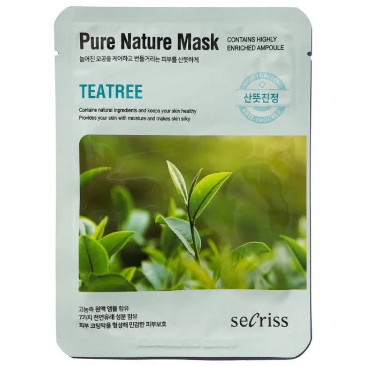 Маска для лица тканевая Anskin Secriss Pure Nature Mask Pack Teatree 25мл 8809329792106