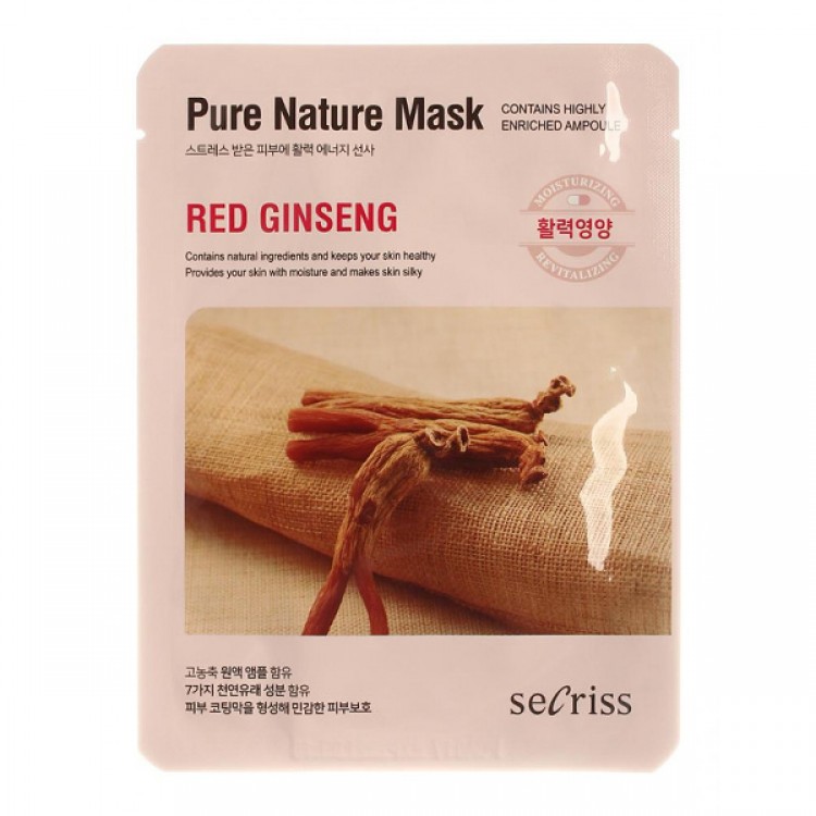 Маска тканевая Anskin Secriss Pure Nature Mask Pack Red ginseng 25мл 8809329792113