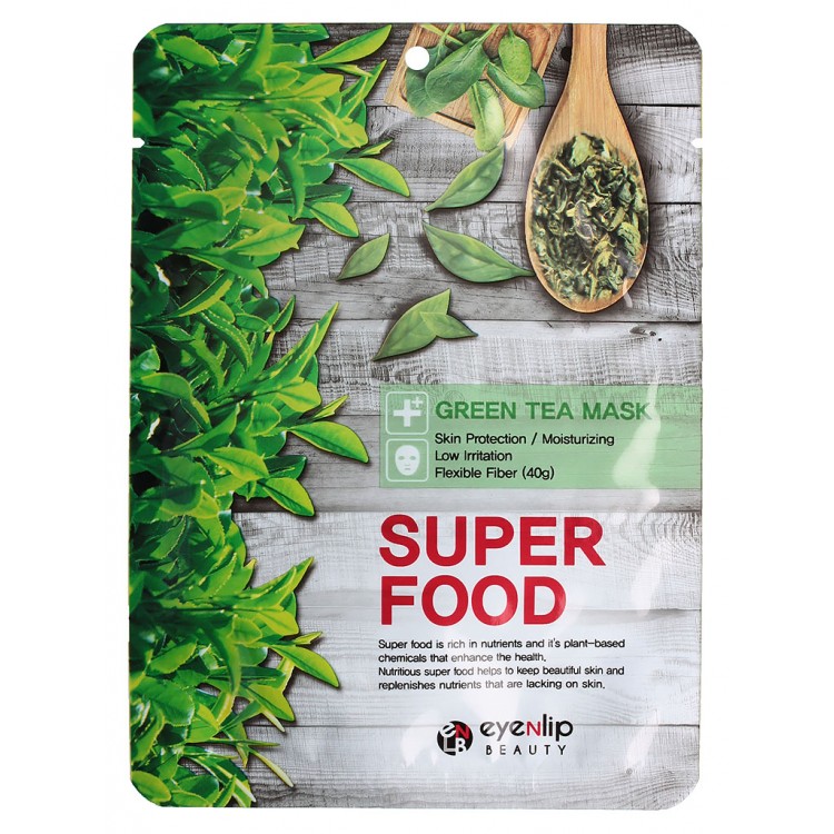 Маска для лица тканевая EYENLIP SUPER FOOD GREEN TEA MASK 23мл 8809555251415
