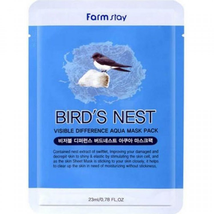 Тканевая маска для лица с экстрактом ласточкиного гнезда FarmStay Visible Difference Bird's Nest Aqua Mask Pack, 23 мл купить